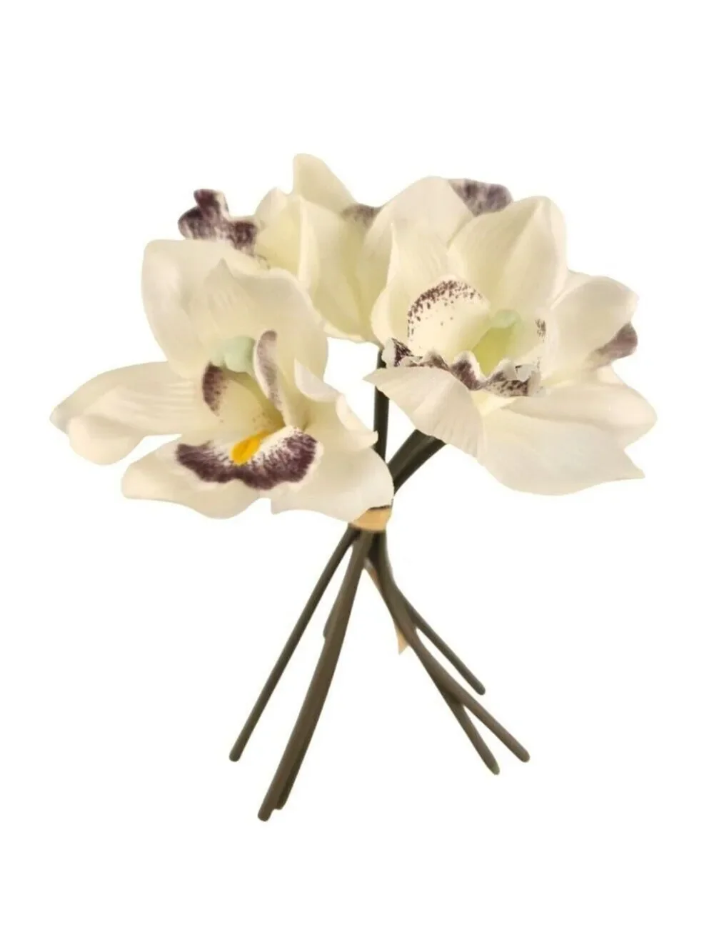 Ivory Cymbidium Orchid Artificial Flowers 7 Stem Bundle, Faux Orchid Wedding Flo